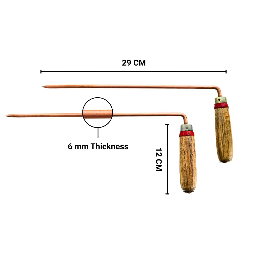 Copper Dowsing Rods L Shape For Vastu with Wooden Handle (Pair)